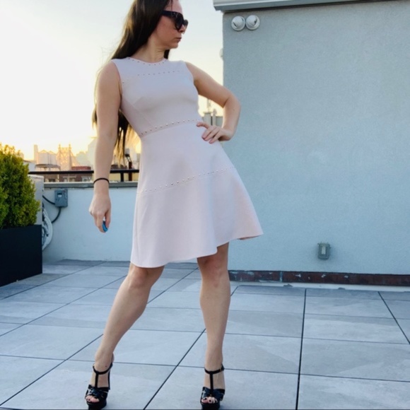 Kate Spade Rose Gold Studs Blush Pink A-Line Dress - Picture 3 of 15